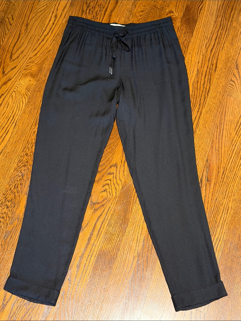 Joie Silk Black Relaxed Drawstring Trousers